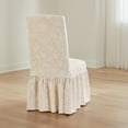 thumbnail image 4 of SureFit Essential Twill Dining Chair Slipcover, Cotton Printed Dining Chair Cover with Ruffled Skirt, Neutral Floral, 4 of 5