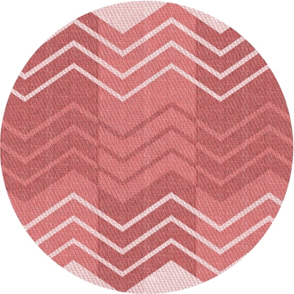 Ahgly Company Machine Washable Indoor Round Transitional Light Salmon Pink Area Rugs, 8' Round
