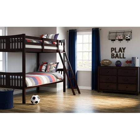 Storkcraft Caribou Twin Over Twin Hardwood Bunk Bed Espresso  Box 2  Guardrails  Ladder  Slats