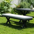 thumbnail image 5 of Outdoor Patio Bench with Cushion All Weather 63" Aluminum Benches Rectangular Dining Seating, Grey, 5 of 5