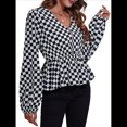thumbnail image 2 of Blusa de Larga para Mujer, Estilo Babydoll, Ligera, de Poliéster, con Cuello en V y Mangas Abullonadas Red Pequeña S, 2 of 10