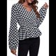 thumbnail image 2 of Blusa de Larga para Mujer, Estilo Babydoll, Ligera, de Poliéster, con Cuello en V y Mangas Abullonadas Red Pequeña S, 2 of 10