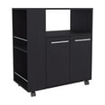 thumbnail image 2 of Cterwk 2 Doors Kitchen Cart with Microwave Shelf and 4 Wheels, Dark Brown, 2 of 8