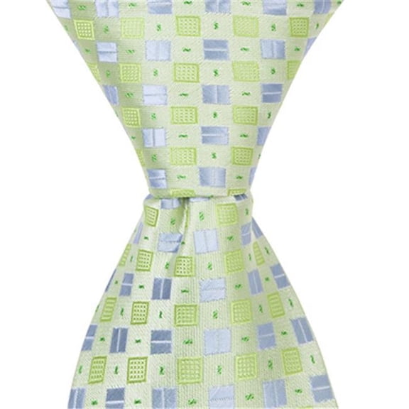 Matching Tie Guy 5258 XG22 - 11 in. Zipper Necktie - Green With Green & Blue Squares- 24 Month to 4T