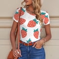 thumbnail image 6 of Fotbe Strawberries Women's Crew Neck Short Sleeves Bodysuit Tops Round Neck Slim Sleeveless Soft Comfortable Basic-XX-Large, 6 of 7