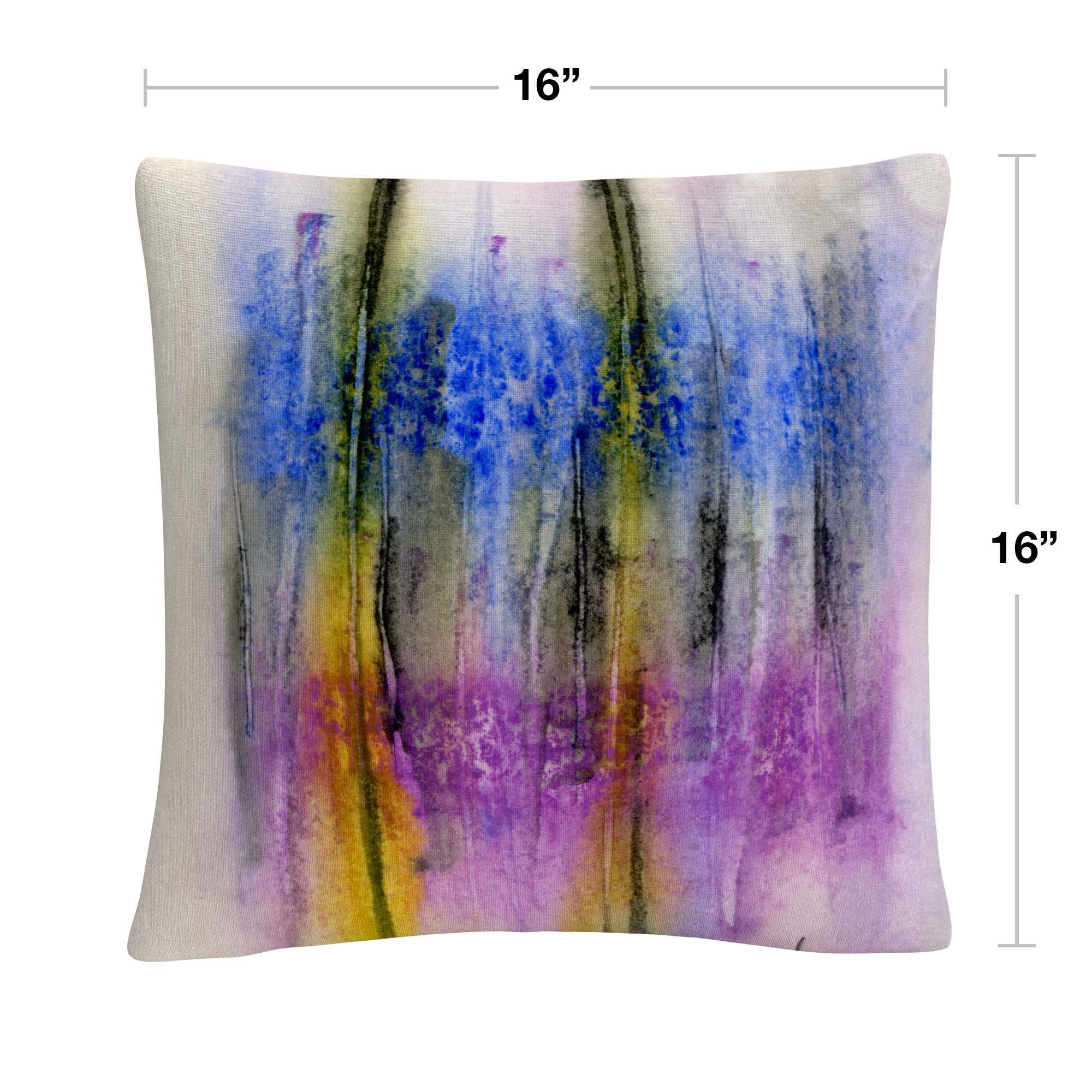 Aural' Colorful Shapes Line Composition By Anthony Sikich 16 X 16 Decorative Throw Pillow