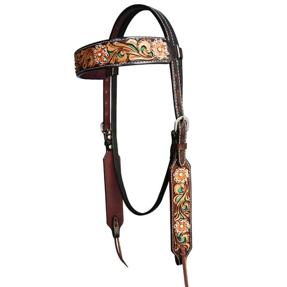 HILASON Western Horse Floral Headstall American Leather