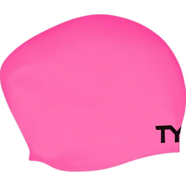 TYR Long Hair Silicon Swim Cap, Pink