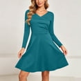 thumbnail image 7 of Gytharion Women's A Line Dresses V Neck Long Sleeve Swing Dresses Solid Color Casual Daily Mini Dresses, 7 of 7