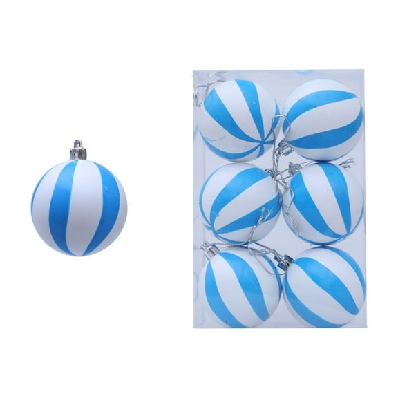 Btomtd 6pcs 2.36"/6cm Shatterproof Christmas Ball Ornaments Set, Multiple Styles of Christmas Balls for Holiday Tree and Themed Party Decoration, Blue