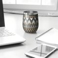 thumbnail image 3 of 12oz Stemless Wine Tumblers Blue Geometric Zigzag Checker Pattern Vacuum Insulated Stainless Steel Travel Tumbler Cups Mug with Lid and Straw for Champaign,Cocktail,Beer with Cleaning Brush, 3 of 5