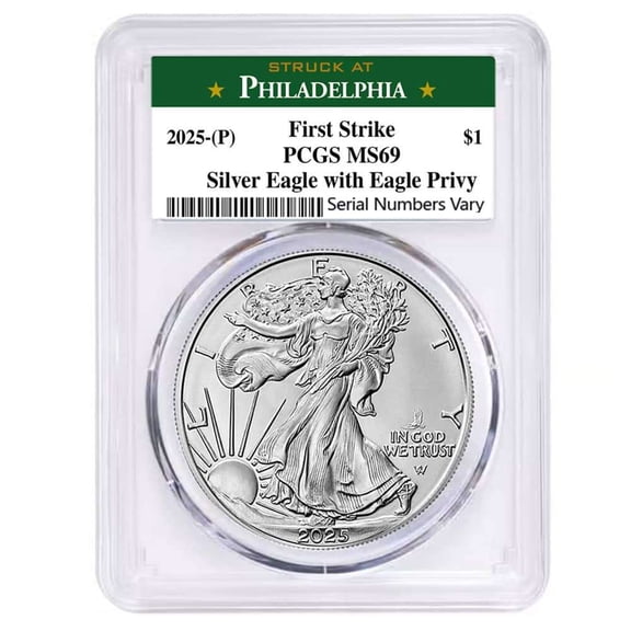 2025 (P) Eagle Privy 1 oz Silver American Eagle PCGS MS 69 FS Philadelphia