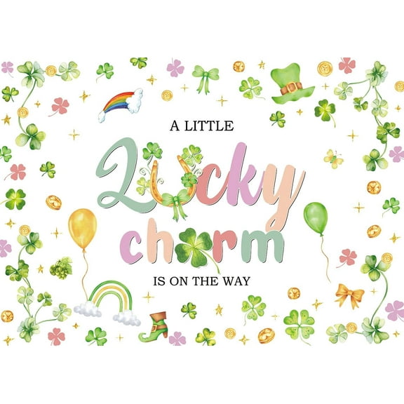 St. Patrick's Day Baby Shower Backdrop A Little Lucky Charm is On The Way Photography Background St. Patrick's Day Newborn Birthday Party Decorations Banner Photo Booth Props