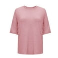 thumbnail image 6 of BiZtdJrK Surgery Shirts for Women Tear Away 3/4 Sleeve Tops Loose Fit Side Split Hem Blouses Solid Casual Soft Tops Chemo Port Adaptive Clothing Pink XL, 6 of 9