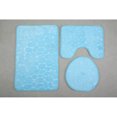 thumbnail image 1 of Nvzi Juego de baño de tres piezas de piedra, juego de inodoro de tres piezas, almohadillas para inodoro, alfombrilla de baño absorbente de agua, limpia y reutilizable para ducha (azul claro), 1 of 5