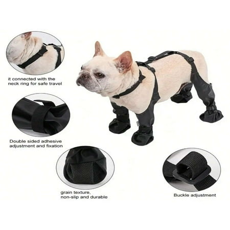 SUGARMOM Adjustable Waterproof Dog Shoes - Outdoor Anti-Dirty Pet Boots - Breathable & Soft Sole Paws Protector For French Bulldogs & Small Breeds
