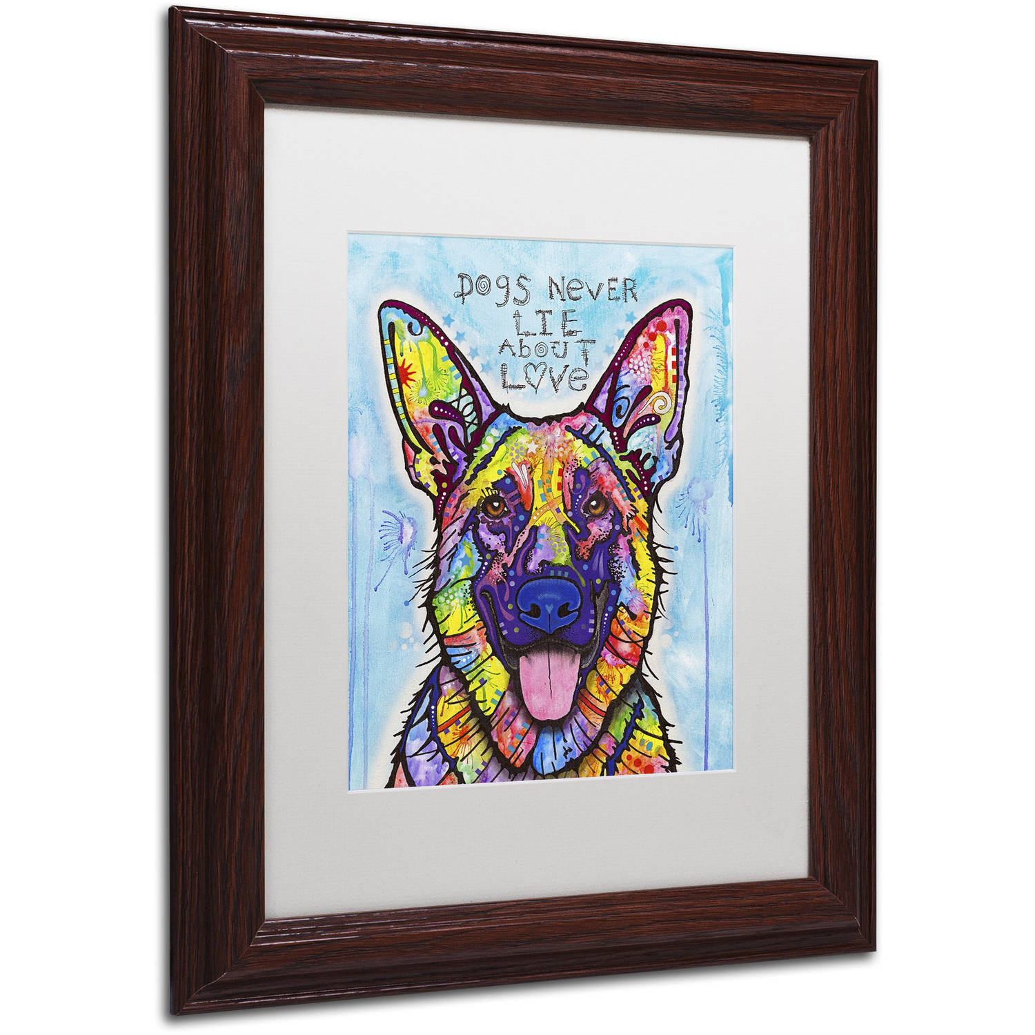 Trademark Fine Art 'Dogs Never Lie' Canvas Art by Dean Russo, White Matte, Wood Frame