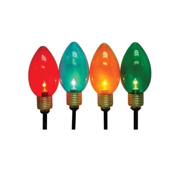 Set of 4 Vibrantly Colored Lighted Mini C7 Light Shape Christmas