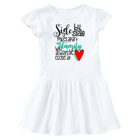 

Inktastic Side by Side or Miles Apart Family Will Always be Close Gift Baby Girl Dress
