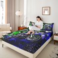 thumbnail image 3 of Manfei Motorcycle Motocross 3pcs Twin Sheet Sets,Honeycomb Grid Twin Fitted Sheet,Blue Green Breathable Flat Sheet,Sport Bedroom Decorative, 3 of 6