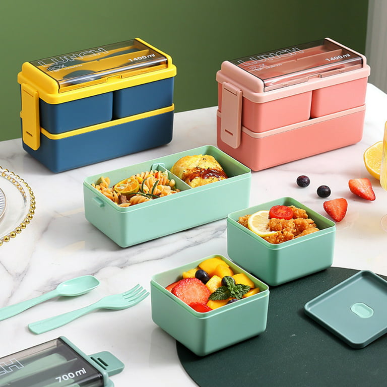 1 Set Snap Closure 2 Compartments Thermal Lunch Box With 1 Spoon, 1 Fork,  Microwave Safe, Heat Insulated And Sealed Lunch Container Suitable For Kids  And Office Workers, Safe, Hygienic And Thermal Insulated