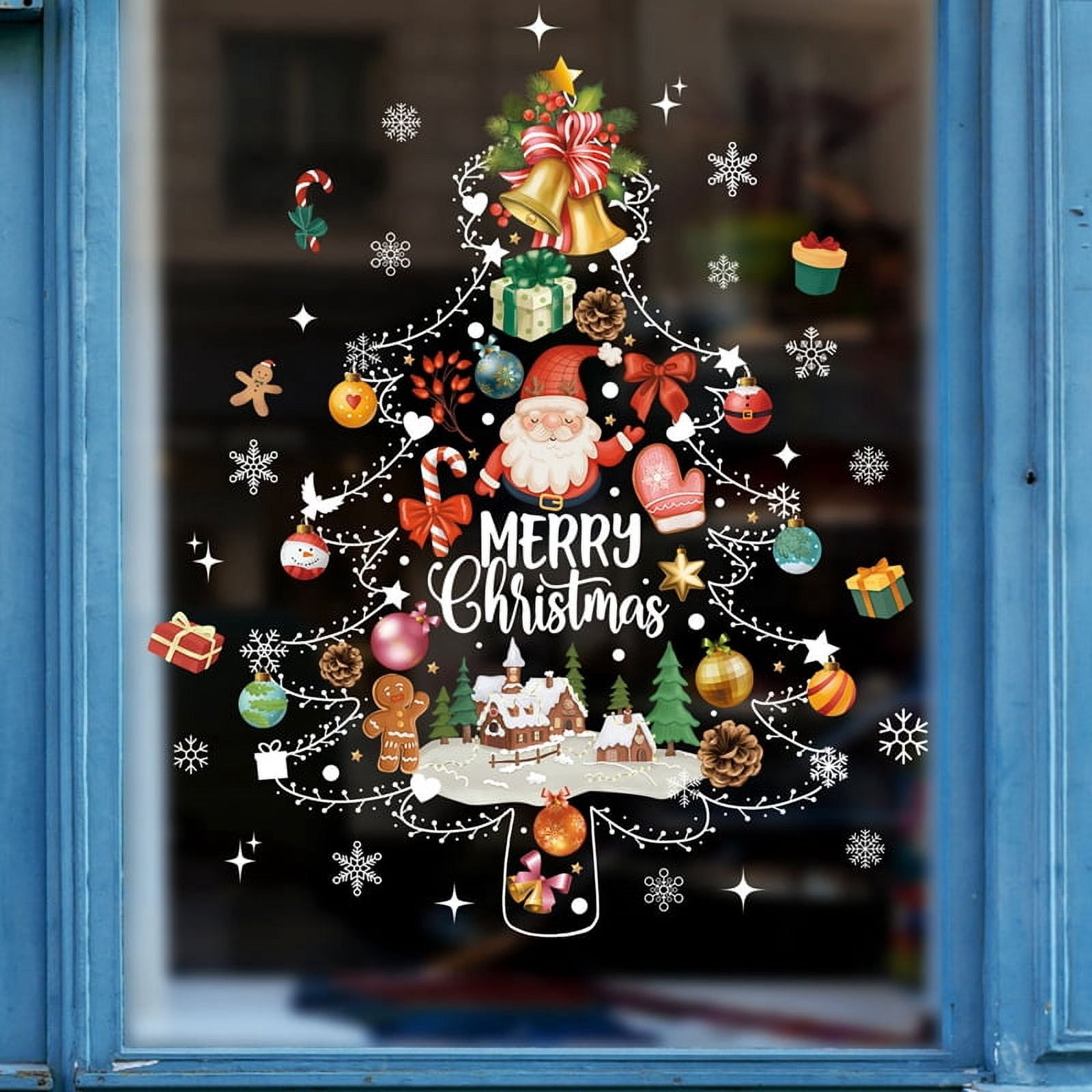 Windows 111 Pegatinas Navideñas De Copo De Nieve Y Papá Noel - PVC, Extraíbles Y Reutilizables Para Decorar Ventanas Y Paredes Holy Cards Sevilla 2024