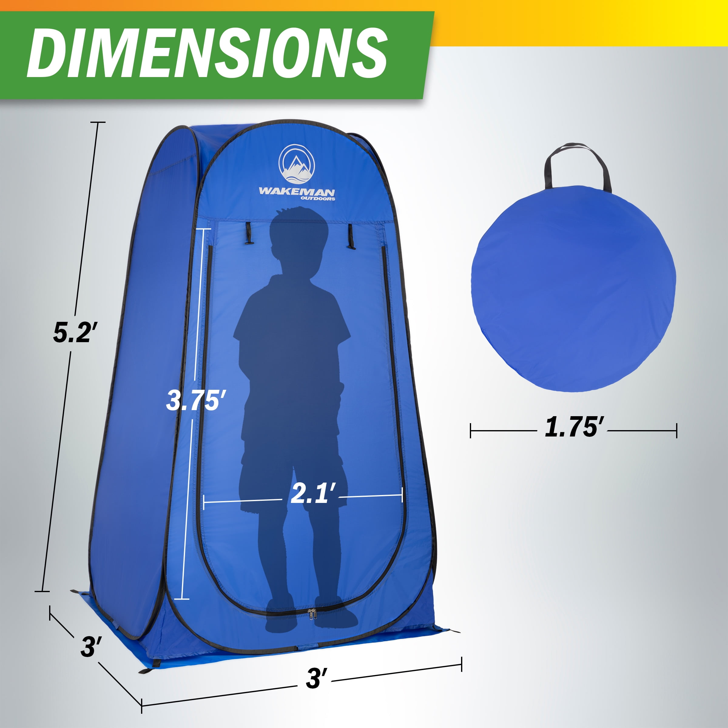 Wakeman Kid Size Pop Up Changing Tent, 3x3x5.2ft Mini Portable Toilet Stall or Dressing Room, Blue