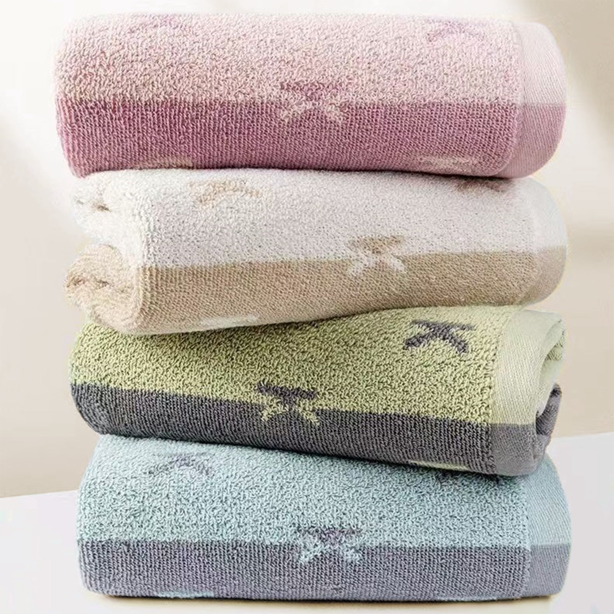 Unique Bargains Letter Patterns Soft Cotton Hand Towels for Bathroom Kitchen Blue 4-Piece