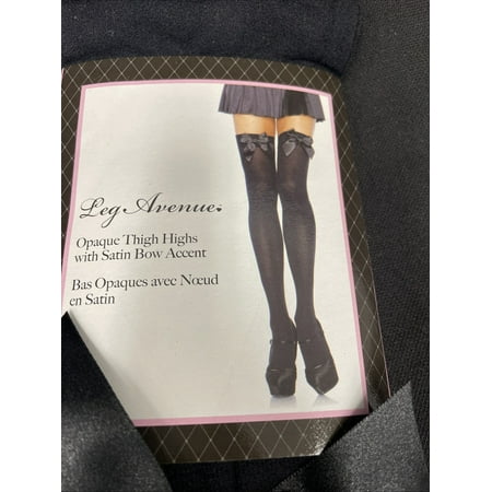 Black Opaque Thigh Highs W/Satin Ruffle Trim & Bow OS (90165 lbs)