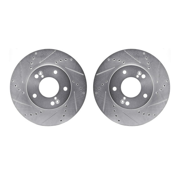 Dynamic Friction Company Front Brake Rotors-Drilled and Slotted-Silver 7002-03033
