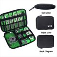 thumbnail image 5 of Bolsa de Almacenamiento Negra y Verde, Organizador de Accesorios Electrónicos, Cable de Datos USB Portátil, Cargador, Enchufe, Organizador Impermeable de Viaje, 5 of 5