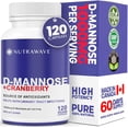 thumbnail image 1 of Nutrawave D-Mannose with Cranberry 1000 mg – Urinary Tract & Bladder Support, with Dandelion & Hibiscus, 120 Vegan Capsules, Non-GMO, Gluten-Free, Made in Canada, 1 of 11