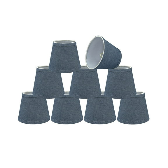 Aspen Creative 32863-9 Small Hardback Empire Shape Chandelier Clip-On Lamp Shade Set (9 Pack), Transitional Design in Washing Blue, 5" bottom width (4" x 6" x 5")