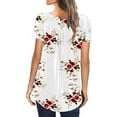 thumbnail image 3 of Hymorin Floral Print Women Pleated Buttons Loose Tunic Tops, 3 of 4