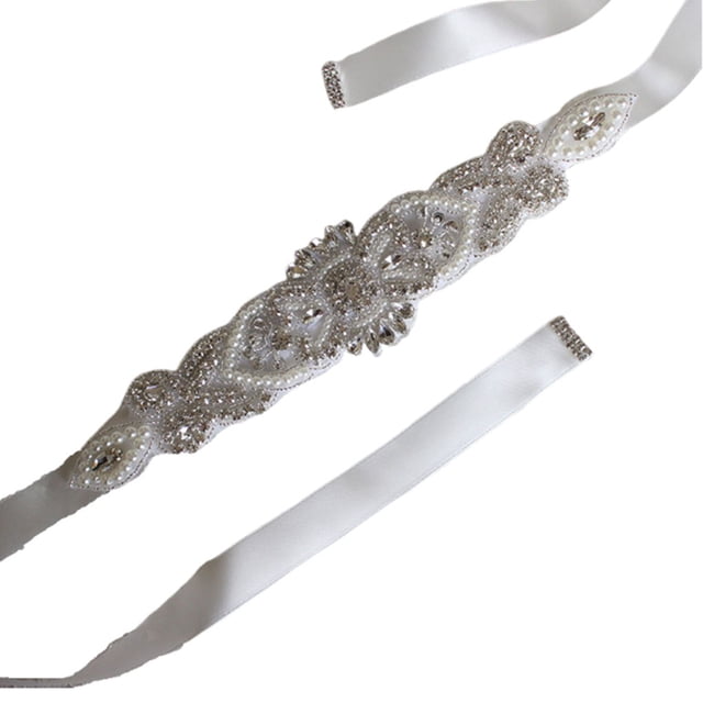 Guardurnaity Exquisito y delicado cinturón nupcial con diamantes de imitación: agregue un toque de elegancia al vestido de novia Ropa, zapatos y accesorios Miscelánea Blanquecino