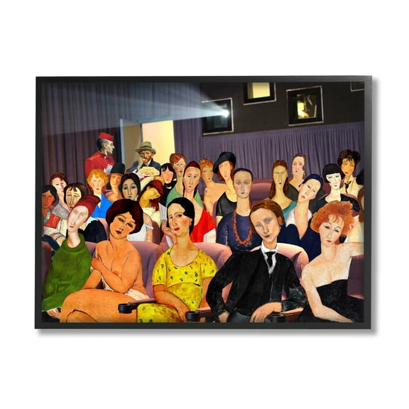 Stupell Industries Vintage Theater Collage Abstract Painting Black Framed Art Print Wall Art, 14 x 11