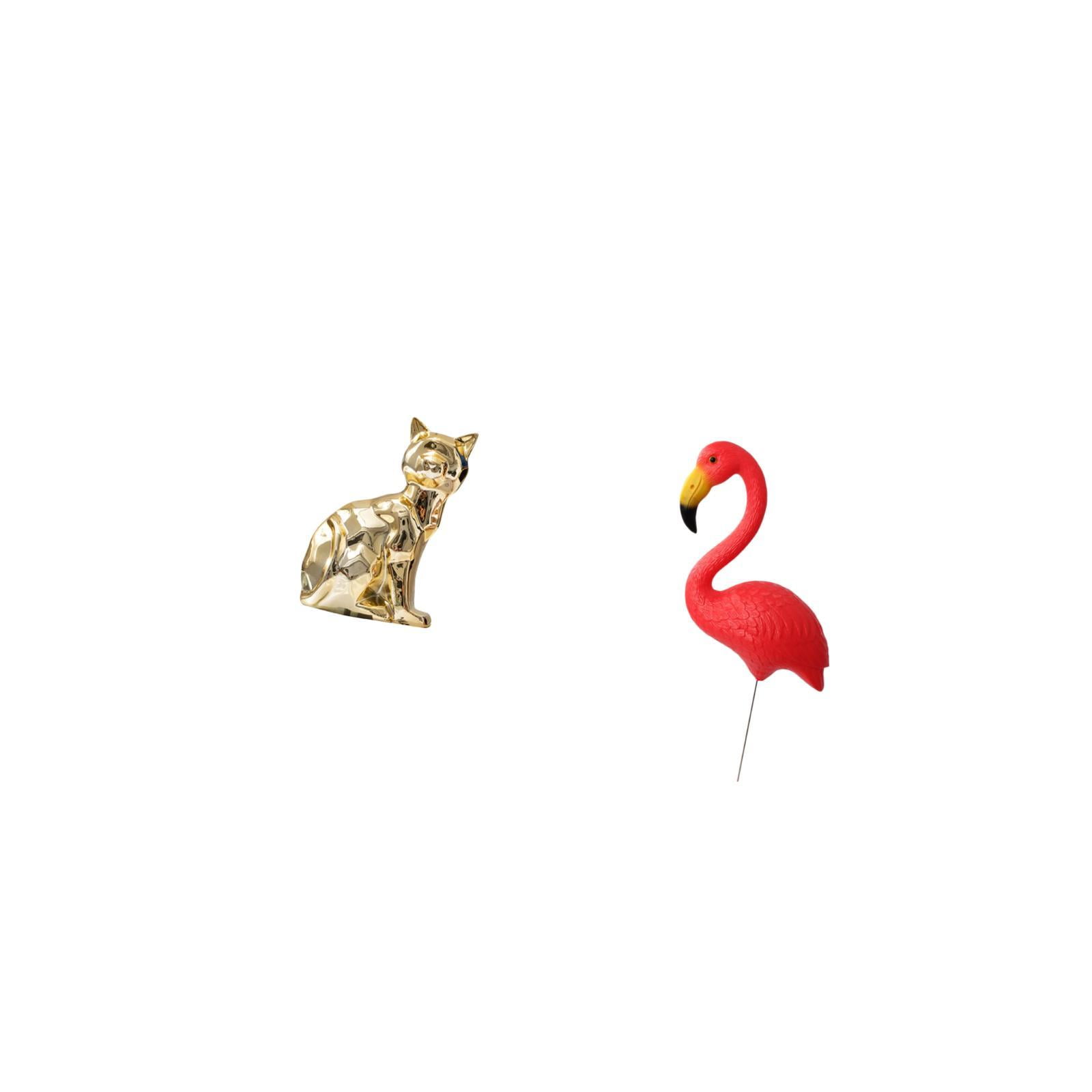 Dualoai Cat Bird Statue Decorative Figurine Animal Sculpture Art Craft Ornament for Fireplace Yard Ornament Backyard Fairy Garden Accessories Flamingo Garden Stake Sculpture for Holiday Spring