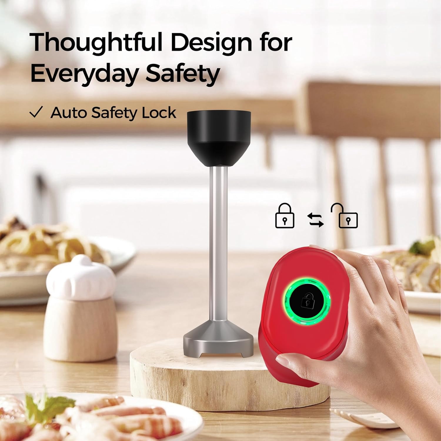 Cordless Hand Blender, 12V Rechargeable Immersion Blender with 60+ Bowl Battery Life, 4-Point Stainless Steel Blade, Variable Speed & Egg Whisk - for Soups, Smoothies, Baby Food