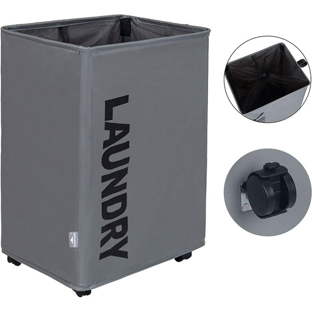 DOKEHOM 22Inches Large Laundry Basket on Wheels, Collapsible Rolling