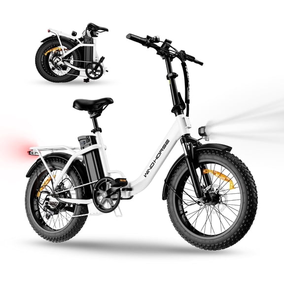Foldable Electric Bike for Adults, 983W Peak Motor, Up to 70 Mile Range, 20 MPH, 48V Removable Battery, 20" Step Thru Fat Tire All-Terrain Ebike with Shimano 7-Speed, Front Suspension