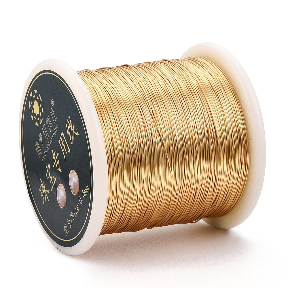 Round Copper Jewelry Wire Long-Lasting Plated Lead Free & Nickel Free & Cadmium Free Real 14K golden Plated 26 Gauge 0.4mm about 721.78 Feet(220m)/Roll