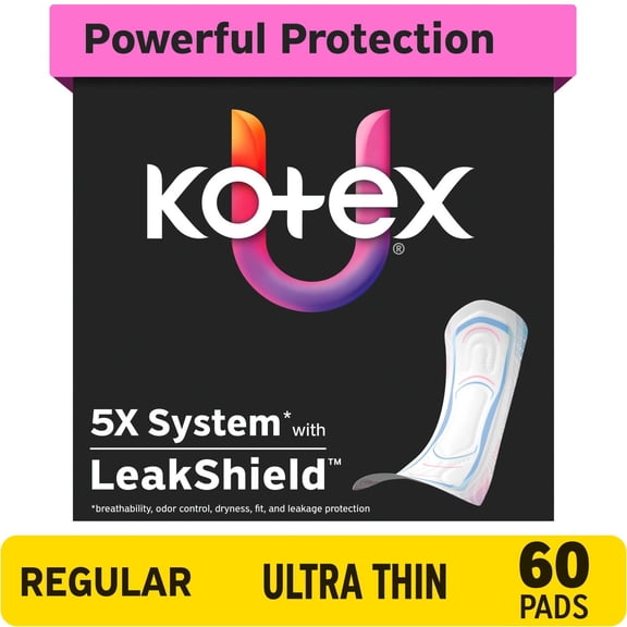 Kotex Ultra Thin Pads, Regular Absorbency, 60 Count