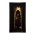 thumbnail image 2 of OCCOA Halloween Door Cover Scary Ghost Girl Holding Candle Hanging Decor for Front Door Porch Entryway Wall Haunted House Halloween Party Gift, B, 2 of 7