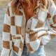 thumbnail image 5 of Chaqueta de mujer tipo cárdigan, informal, con bolsillo, cálida, cómoda y abrigada, a cuadros., 5 of 9