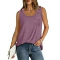 thumbnail image 4 of Fanxing Comfy Tank Tops for Women Summer Loose Fit Sleeveless T Shirts Solid Color Pocket Camisoles Purple,M, 4 of 7