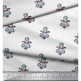 thumbnail image 2 of Soimoi Satin Silk Fabric Leaves & Floral Block Print Fabric by The Yard 42 Inch Wide, 2 of 3