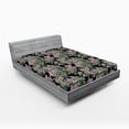 thumbnail image 2 of Ambesonne Retro Fitted Sheet, Wild Flowering Branches Print, Full Size, Laurel Green Dried Rose, 2 of 5