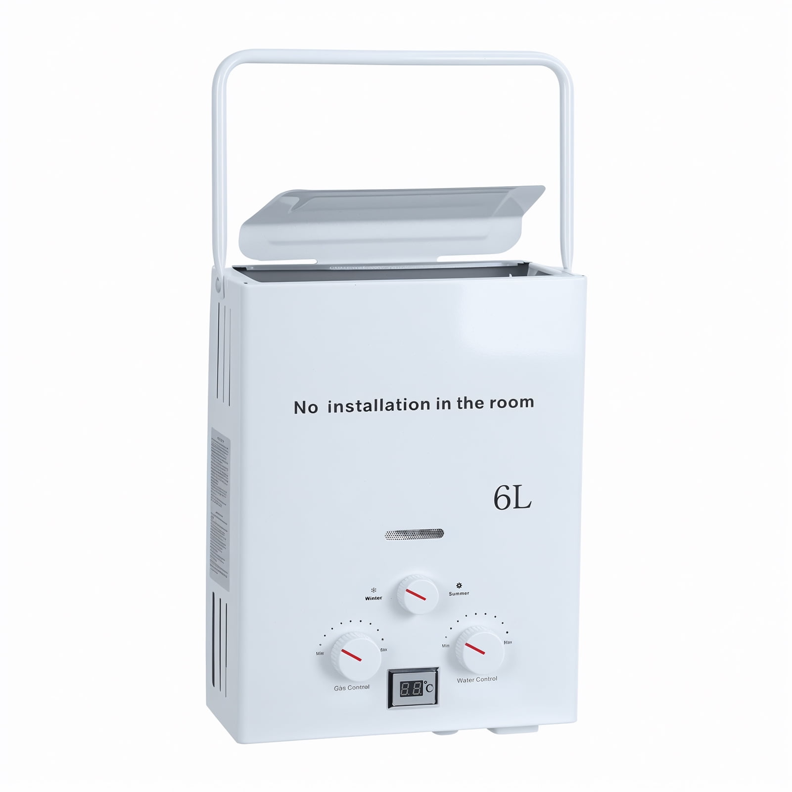 Thehsnt Portable Water Heaters, 6L Tankless Water Heaters, Liquefying Gas Outdoor Digital Display Water Heaters for Camping, RV, Boat, Cabins