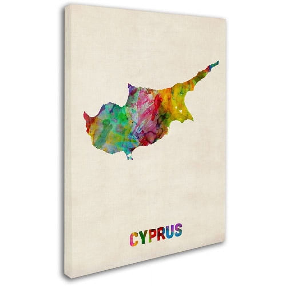 Trademark Fine Art "Cyprus Watercolor Map" Canvas Art by Michael Tompsett