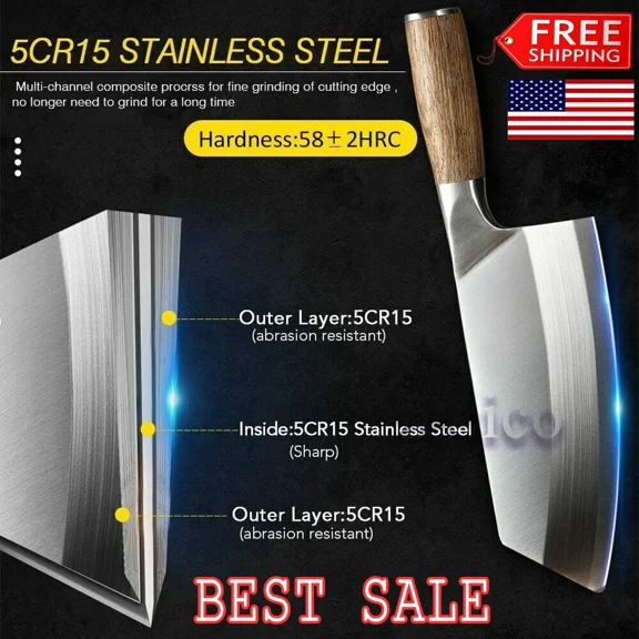 Stainless Steel Kitchen Knives Meat Cleaver Set Japanese Damascus Chopping 2025